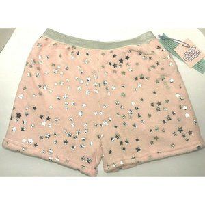 More Than Magic  Pink Fuzzy Sleep Shorts Pink w/ Silver Stars Girls Size XL NWT